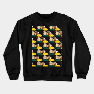 Cute Owl Lovers with Umbrella and Red Chocolate Box Pattern Crewneck Sweatshirt